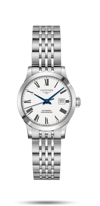 Longines L2.321.4.11.6 : Record 30mm Stainless Steel / White Roman / Bracelet