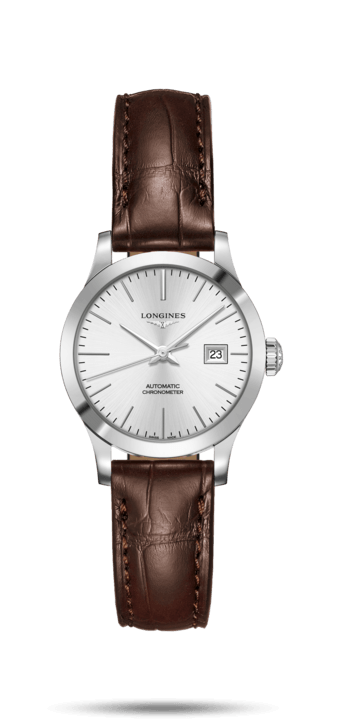 Longines L2.321.4.72.2 : Record 30mm Stainless Steel / Silver / Alligator