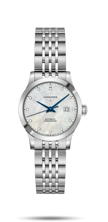 Longines L2.321.4.87.6 : Record 30mm Stainless Steel / MOP-Diamond / Bracelet