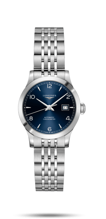 Longines L2.321.4.96.6 : Record 30mm Stainless Steel / Blue-Arabic / Bracelet