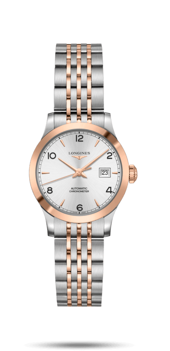 Longines L2.321.5.76.7 : Record 30mm Stainless Steel / Pink Gold / Silver-Arabic / Bracelet