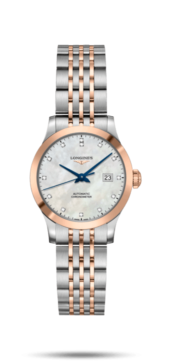 Longines L2.321.5.87.7 : Record 30mm Stainless Steel / Pink Gold / MOP-Diamond / Bracelet