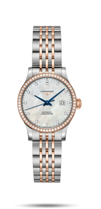 Longines L2.321.5.89.7 : Record 30mm Stainless Steel / Pink Gold / Diamond / MOP-Diamond / Bracelet