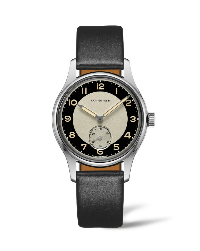 Longines L2.330.4.93.0 : Heritage 38.5 Small Seconds Tuxedo / Bull's Eye