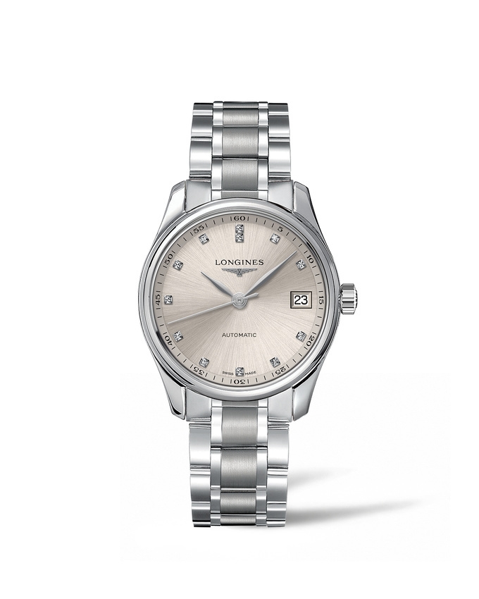 Longines L2.357.4.07.6 : Master Collection Date 34 Stainless Steel / Beige - Diamond / Bracelet