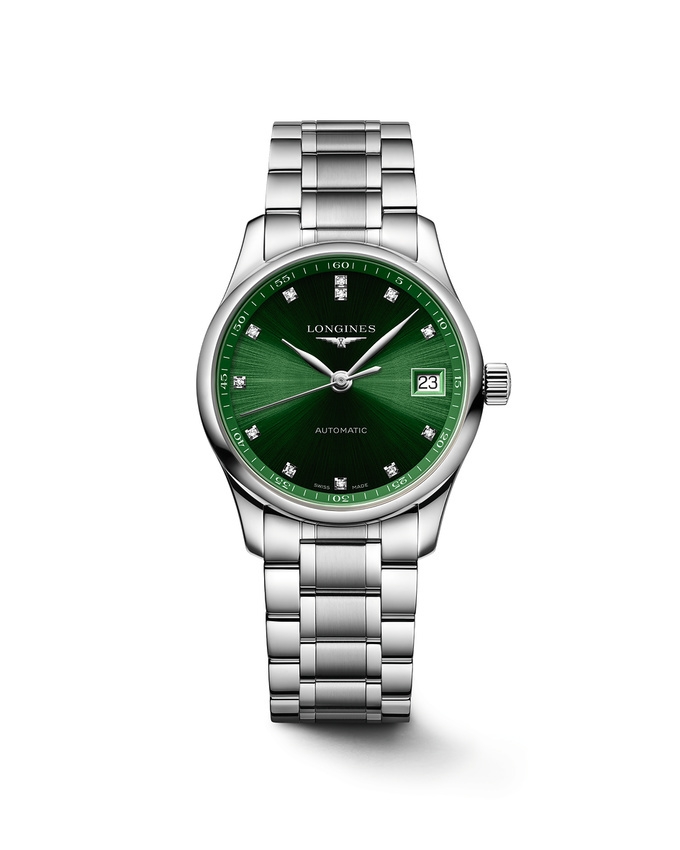 Longines L2.357.4.99.6 : Master Collection Date 34 Stainless Steel / Green - Diamond / Bracelet