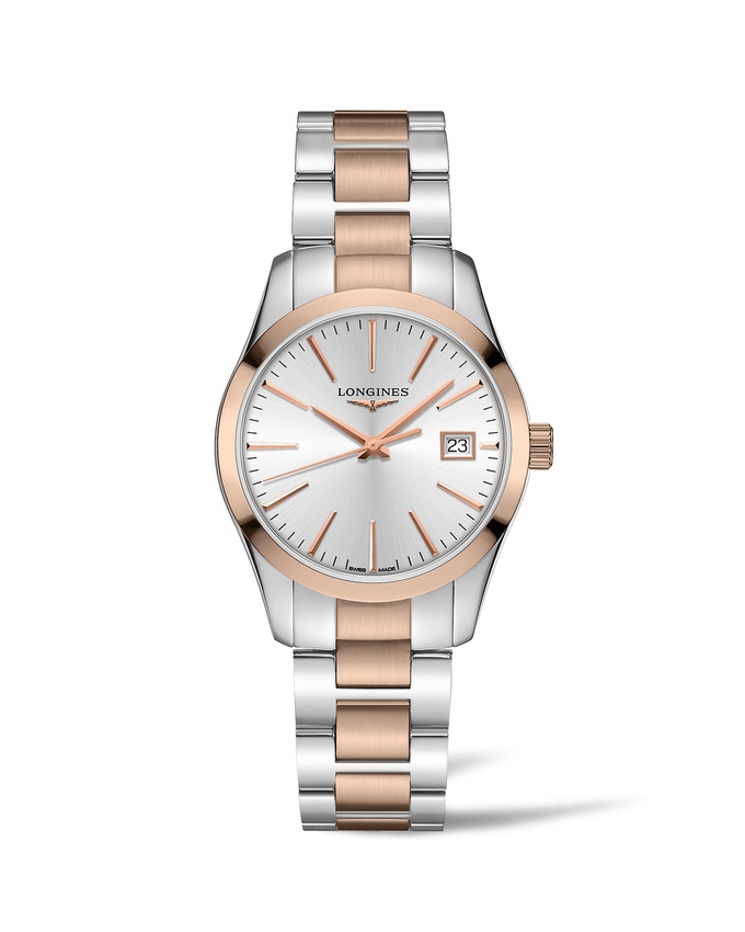 Longines L2.386.3.72.7 : Conquest Classic Quartz 34 Stainless Steel / Red Gold PVD / Silver