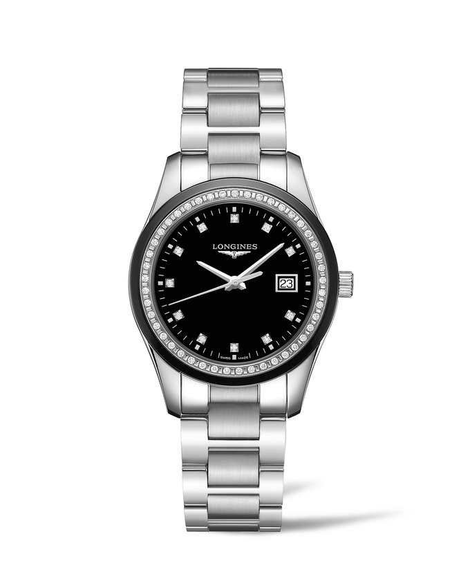 Longines L2.387.0.57.6 : Conquest Classic Quartz 34 Stainless Steel / Ceramic / Diamond / Black