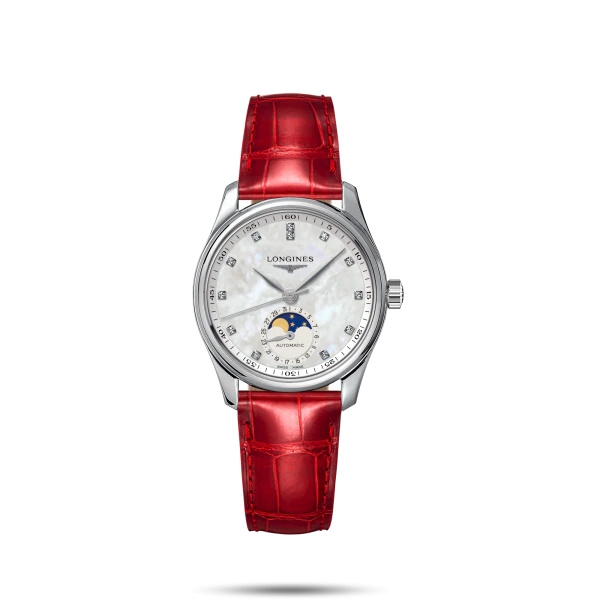 Longines L2.409.4.87.2 : Master Collection 34 Moonphase Stainless Steel / MOP / Alligator