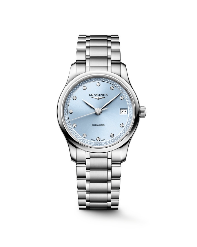 Longines L2.450.4.97.6 : Master Collection 34 Stainless Steel / Frosted Blue - Diamond / Bracelet
