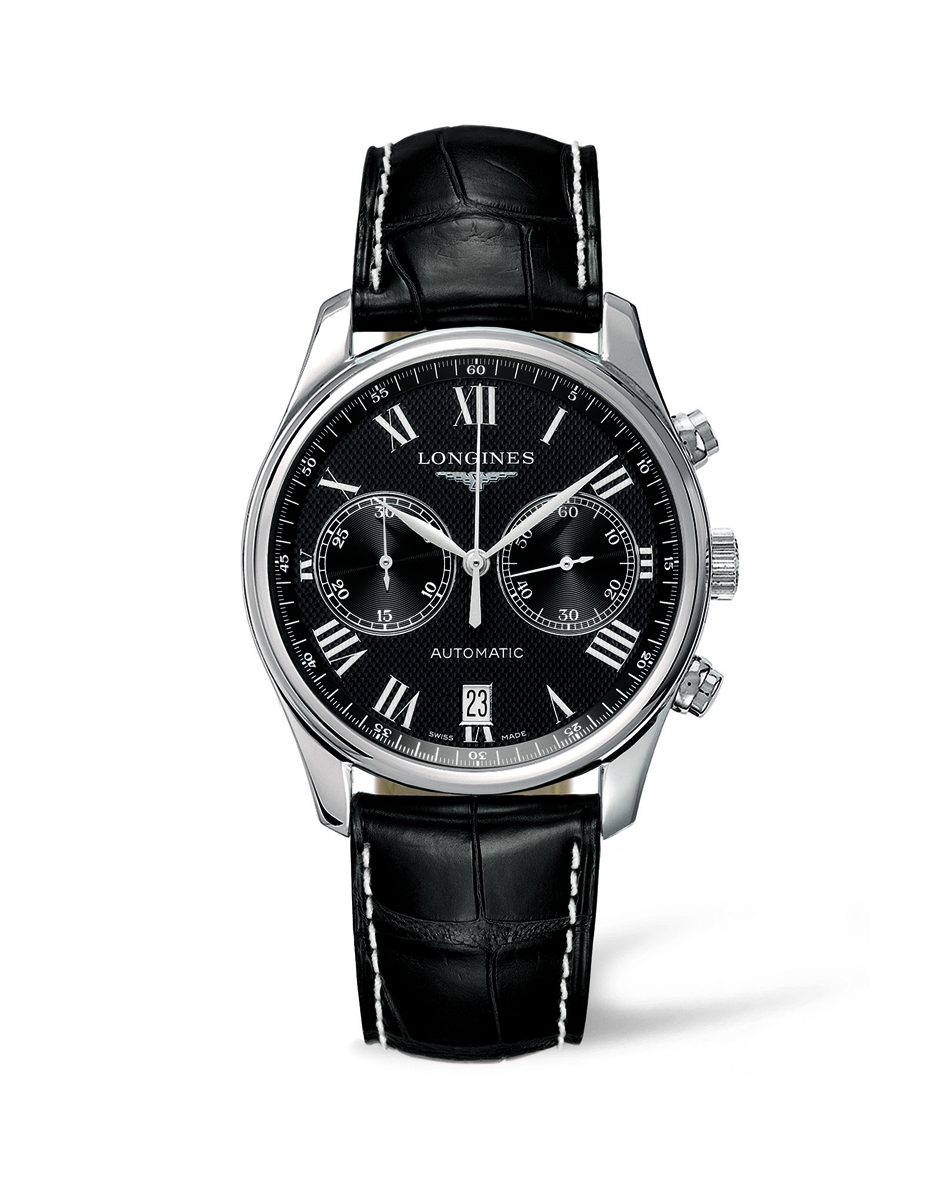 Longines L2.629.4.51.7 : Master Collection Chronograph 40 Stainless Steel / Black - Roman / Strap