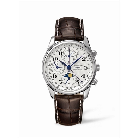 Longines L2.673.4.78.3 : Master Collection 40 Chronograph Calendar Stainless Steel / Silver / Alligator