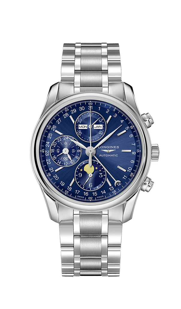 Longines L2.673.4.92.6 : Master Collection 40 Chronograph Calendar Stainless Steel / Blue / Bracelet
