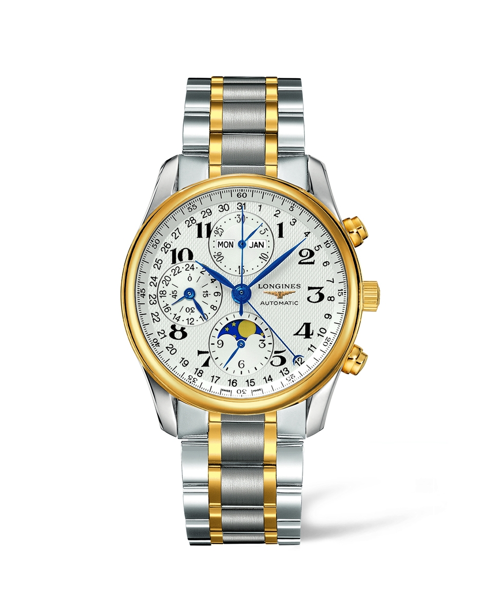 Longines L2.673.5.78.7 : Master Collection 40 Chronograph Calendar Stainless Steel / Yelllow Gold / Silver / Bracelet