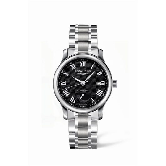 Longines L2.708.4.51.6 : Master Collection 38.5mm Power Reserve Stainless Steel / Black-Roman / Bracelet
