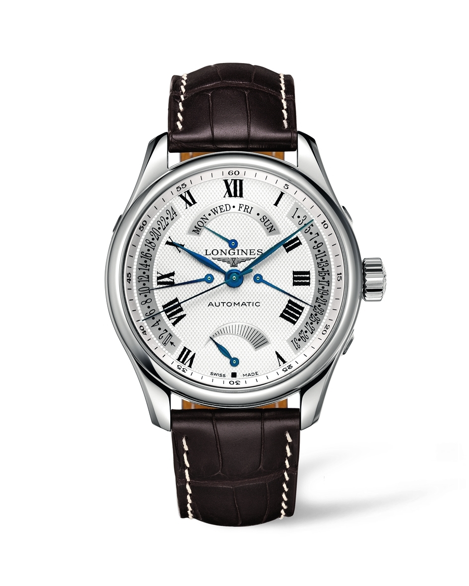 Longines L2.716.4.71.5 : Master Collection 44 Retrograde Power Reserve Stainless Steel / Silver-Roman / Alligator XL