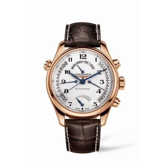 Longines L2.716.8.78.5 : Master Collection 44 Retrograde Power Reserve Pink Gold / Silver-Arabic / Alligator XL