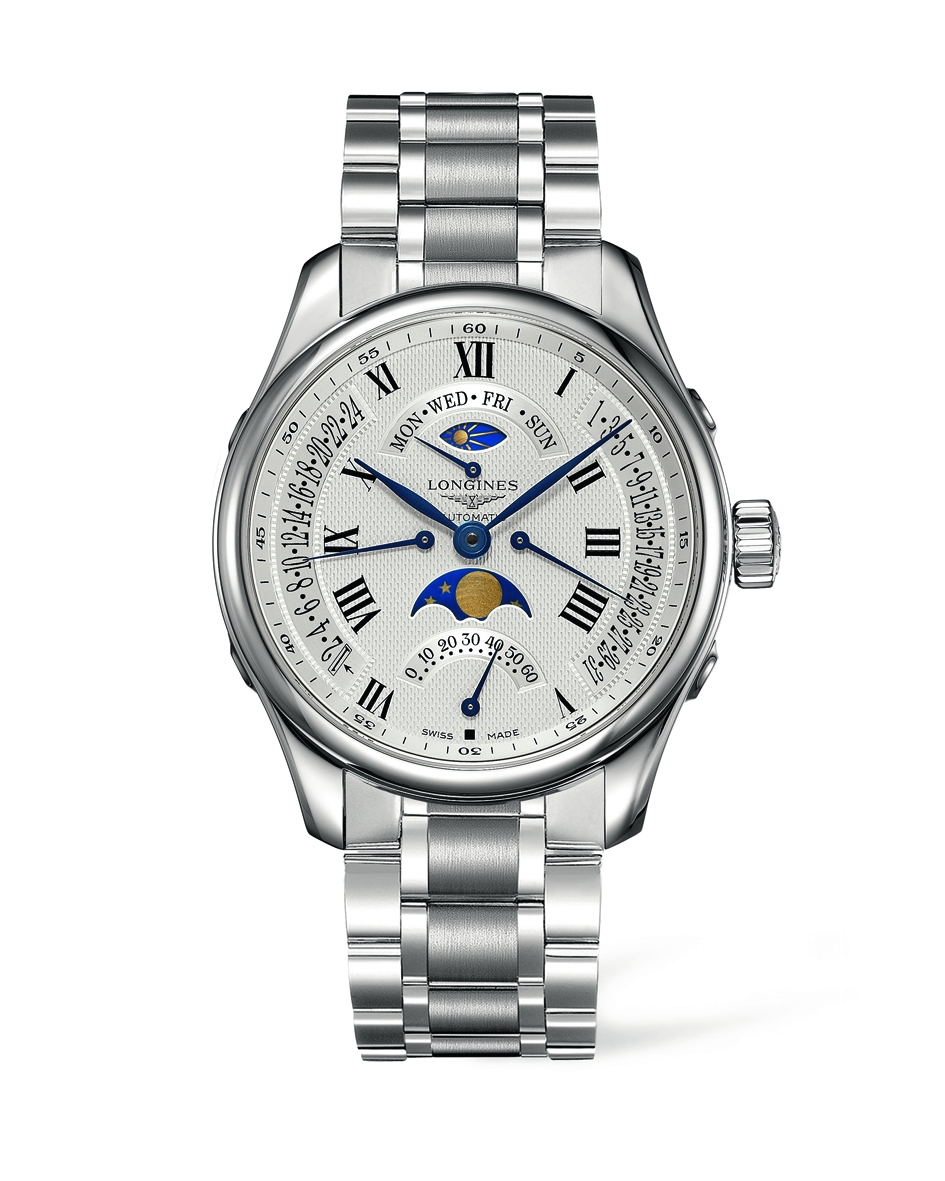 Longines L2.739.4.71.6 : Master Collection 44 Retrograde Moonphase Stainless Steel / Silver-Roman / Bracelet