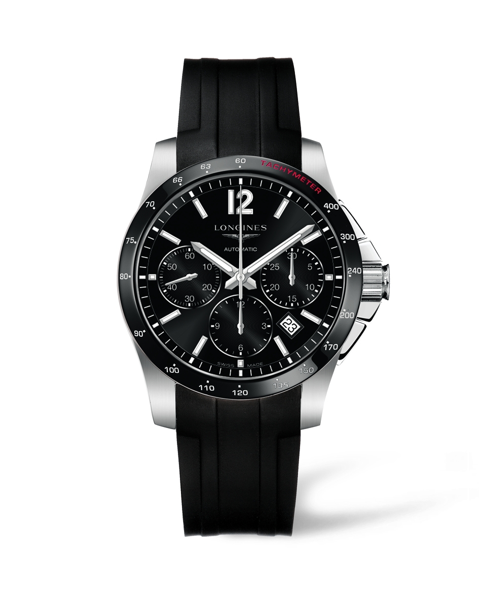Longines L2.744.4.56.2 : Conquest Chronograph Automatic 41mm Ceramic Rubber
