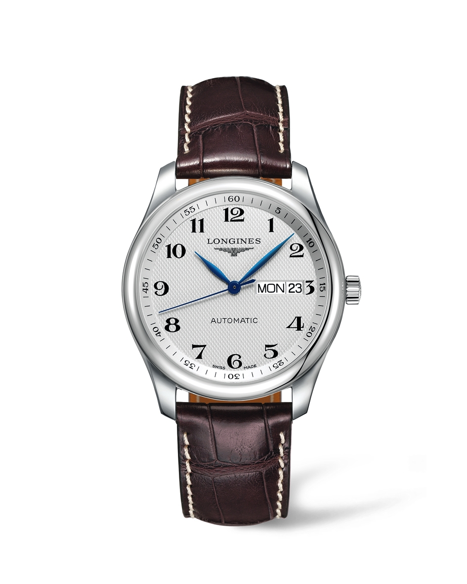 Longines L2.755.4.78.3 : Master Collection 38.5 Day Date Stainless Steel / Silver-Arabic / Alligator