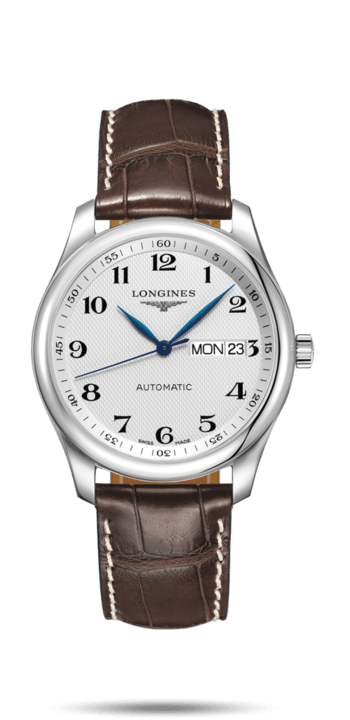 Longines L2.755.4.78.5 : Master Collection 38.5 Day Date Stainless Steel / Silver-Arabic / Alligator XL