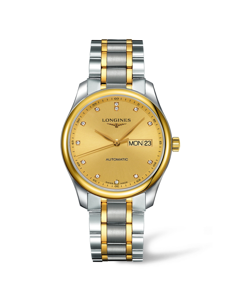 Longines L2.755.5.37.7 : Master Collection 38.5 Day Date Stainless Steel / Champagne-Diamond / Bracelet