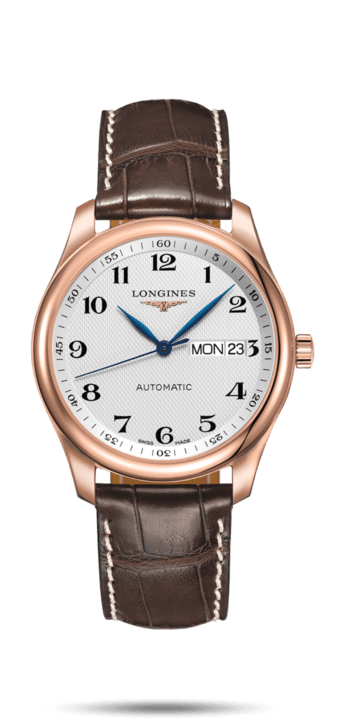Longines L2.755.8.78.5 : Master Collection 38.5  Day Date Pink Gold / Silver-Arabic / Alligator XL