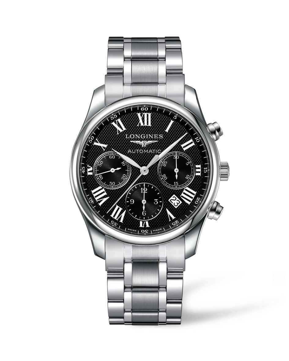 Longines L2.759.4.51.6 : Master Collection 42 Chronograph Stainless Steel / Black-Roman / Bracelet
