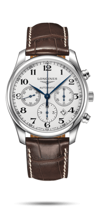 Longines L2.759.4.78.5 : Master Collection 42 Chronograph Stainless Steel / Silver-Arabic / Alligator XL