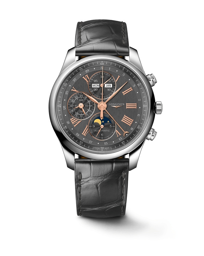 Longines L2.773.4.61.2 : Master Collection 42 Chronograph Calendar Stainless Steel / Anthracite
