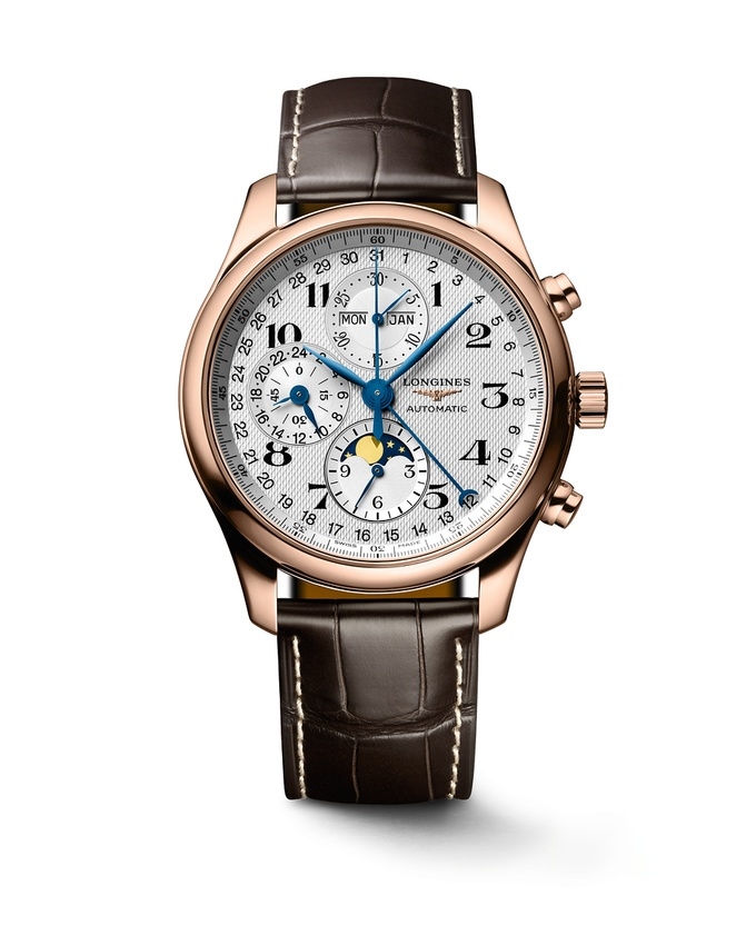 Longines L2.773.8.78.3 : Master Collection 42 Chronograph Calendar Pink Gold / Silver
