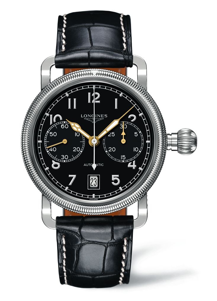 Longines L2.783.4.53.2 : Avigation Oversize Crown Single Push-Piece Chronograph