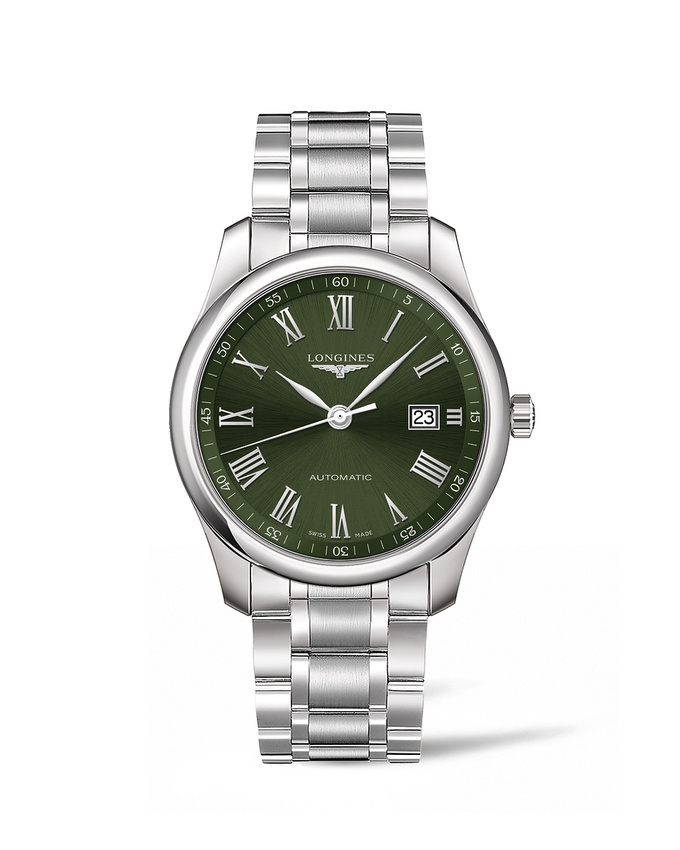 Longines L2.793.4.09.6 : Master Collection 40 Date Stainless Steel / Green - Roman / Bracelet