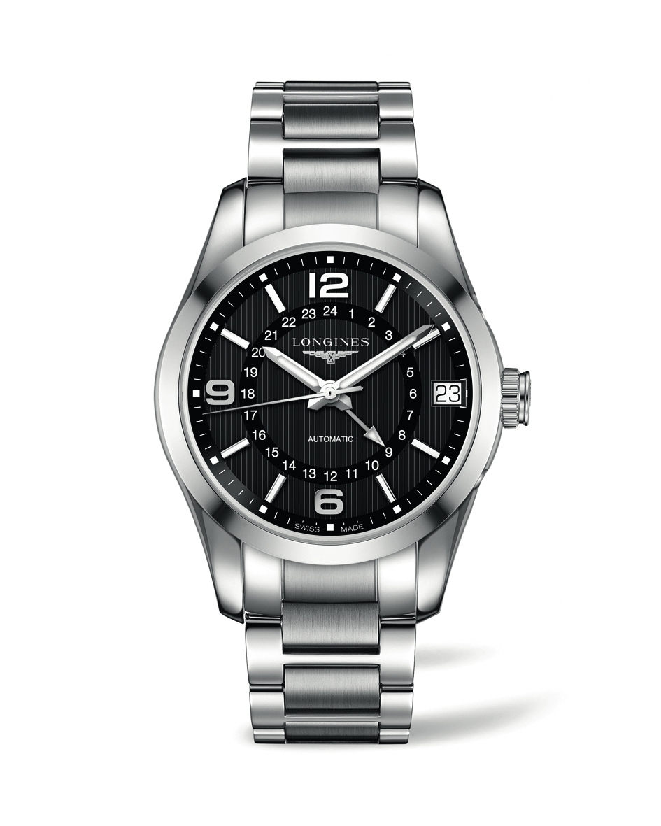 Longines L2.799.4.56.6 : Conquest Classic 42 GMT Stainless Steel / Black / Bracelet