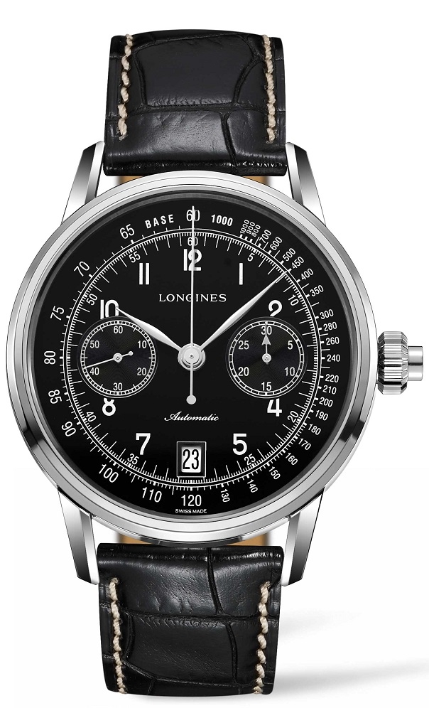 Longines L2.800.4.53.0 : Heritage Column Wheel Single Push Piece Chronograph Black