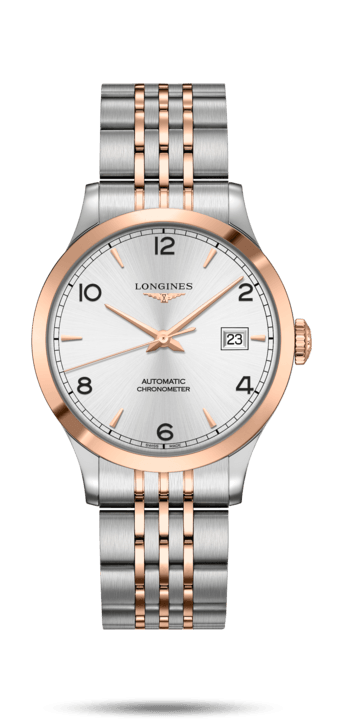 Longines L2.820.5.76.7 : Record 38.5mm Stainless Steel / Pink Gold / Silver-Arabic / Bracelet