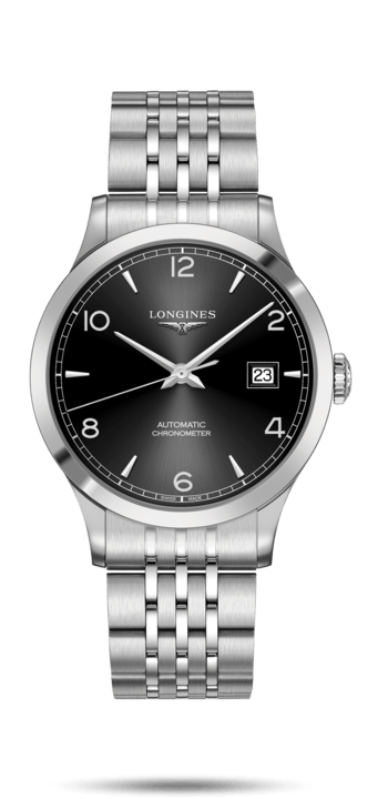 Longines L2.821.4.56.6 : Record 40mm Stainless Steel / Black-Arabic / Bracelet