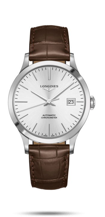Longines L2.821.4.72.2 : Record 40mm Stainless Steel / Silver / Alligator