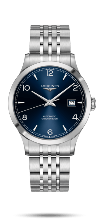 Longines L2.821.4.96.6 : Record 40mm Stainless Steel / Blue-Arabic / Bracelet