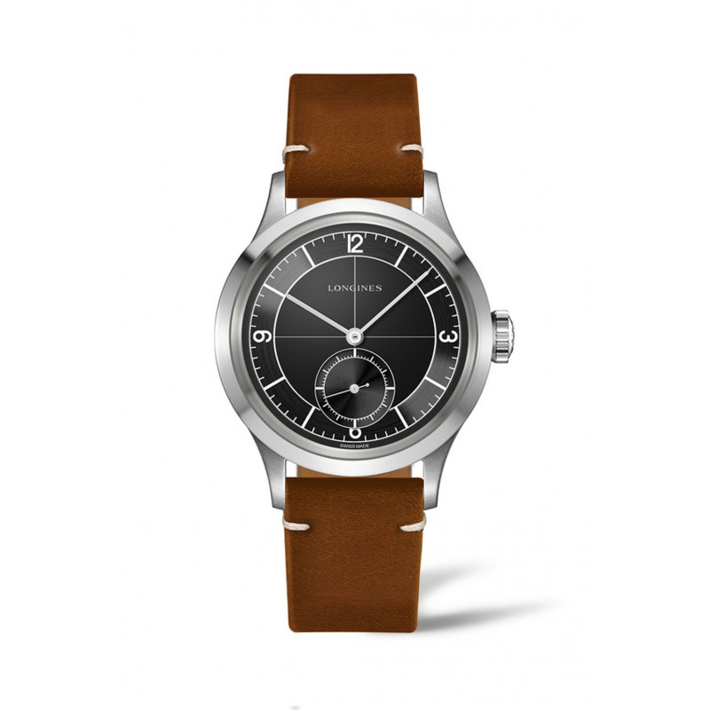 Longines L2.828.4.53.2 : Heritage 38.5 Small Seconds Black Sector