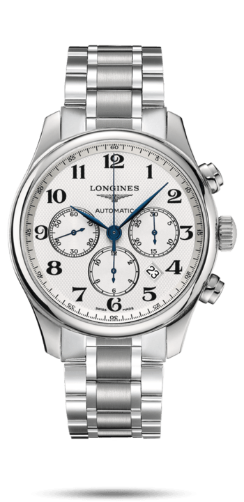 Longines L2.859.4.78.6 : Master Collection 44 Chronograph Stainless Steel / Silver-Arabic / Bracelet
