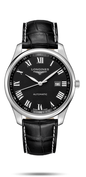 Longines L2.893.4.51.8 : Master Collection 42 Date Stainless Steel / Black-Roman / Alligator XL