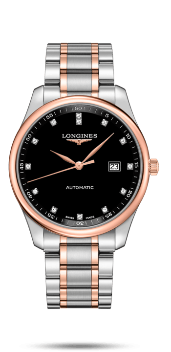 Longines L2.893.5.57.7 : Master Collection 42 Date Stainless Steel / Pink Gold / Black-Diamond / Bracelet