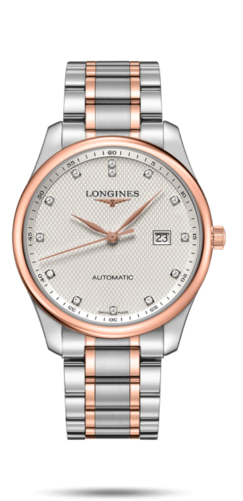 Longines L2.893.5.77.7 : Master Collection 42 Date Stainless Steel / Pink Gold / Silver-Diamond / Bracelet