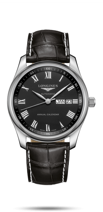 Longines L2.910.4.51.7 : Master Collection 40mm Annual Calendar Stainless Steel / Black-Roman / Alligator