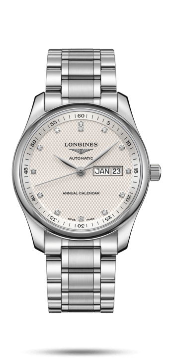 Longines L2.910.4.77.6 : Master Collection 40mm Annual Calendar Stainless Steel / Silver-Diamond / Bracelet