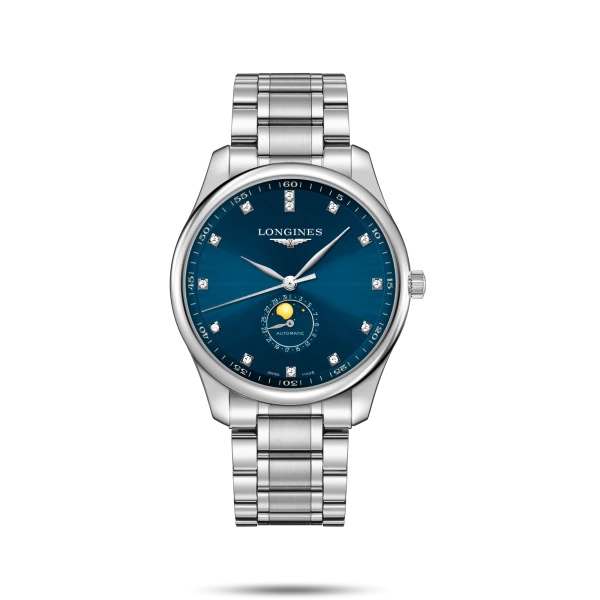 Longines L2.919.4.97.6 : Master Collection 42 Moonphase Stainless Steel / Blue - Diamond / Bracelet