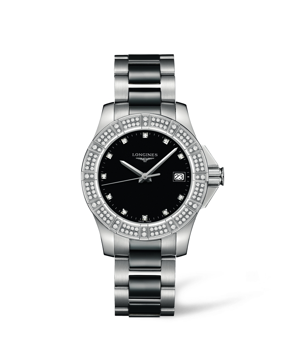 Longines L3.280.0.57.7 : Conquest 35 Quartz Stainless Steel Diamond Bezel