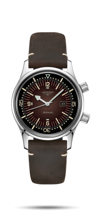 Longines L3.374.4.60.0 : Legend Diver 36 Stainless Steel / Brown / Strap