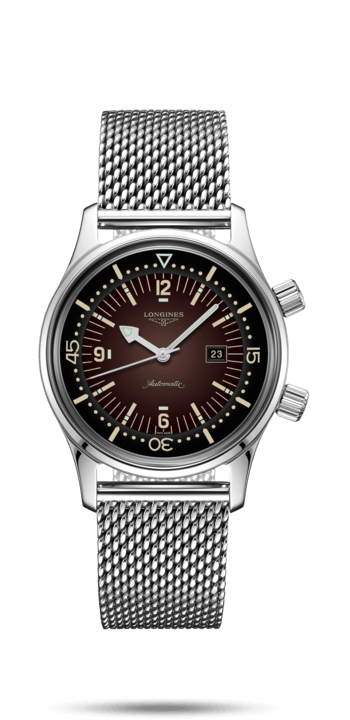 Longines  L3.374.4.60.6 : Legend Diver 36 Stainless Steel / Brown / Mesh